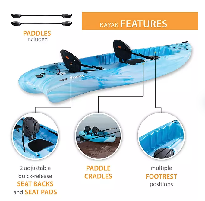 Lifetime Envoy 106 Tandem Kayak, Paddles Included (Assorted Colors)