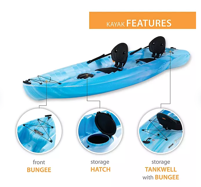 Lifetime Envoy 106 Tandem Kayak, Paddles Included (Assorted Colors)