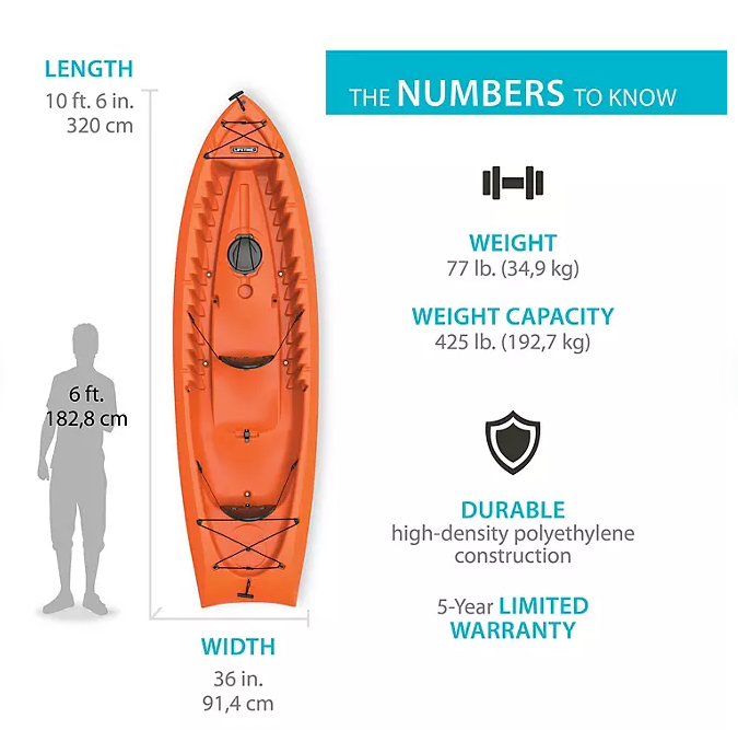 Lifetime Kokanee 10'6" Tandem Kayak (Assorted Colors)
