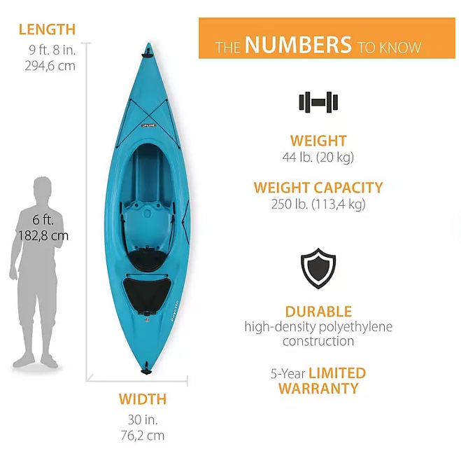 Lifetime Payette 98 Sit-In Kayak, Paddle Included