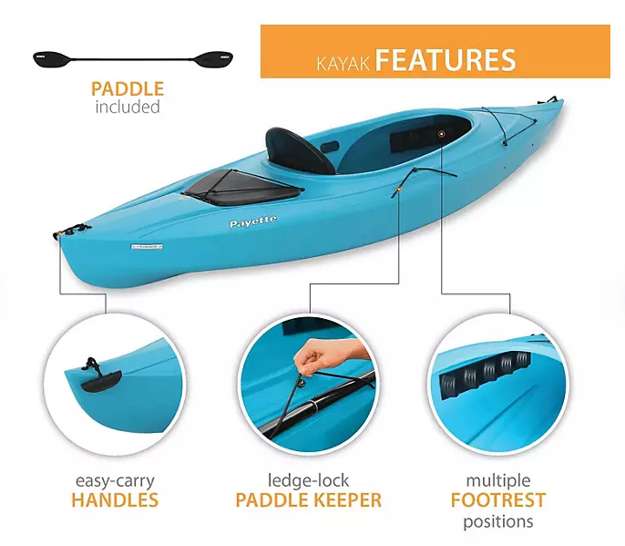 Lifetime Payette 98 Sit-In Kayak, Paddle Included